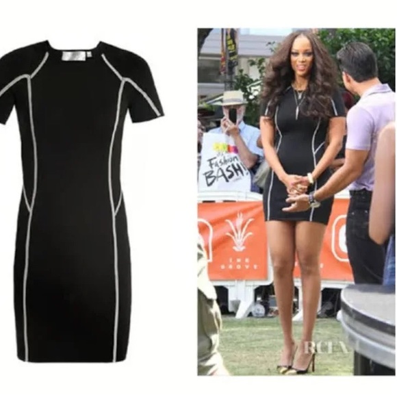 Alc Evans Black Bandage Bodycon Dress Rayon Knit ✨ - Picture 5 of 7